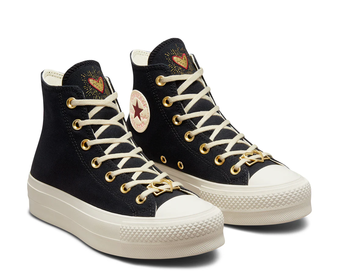 Converse Chuck Taylor All Star Lift Platform High Hearts Black - Image 2