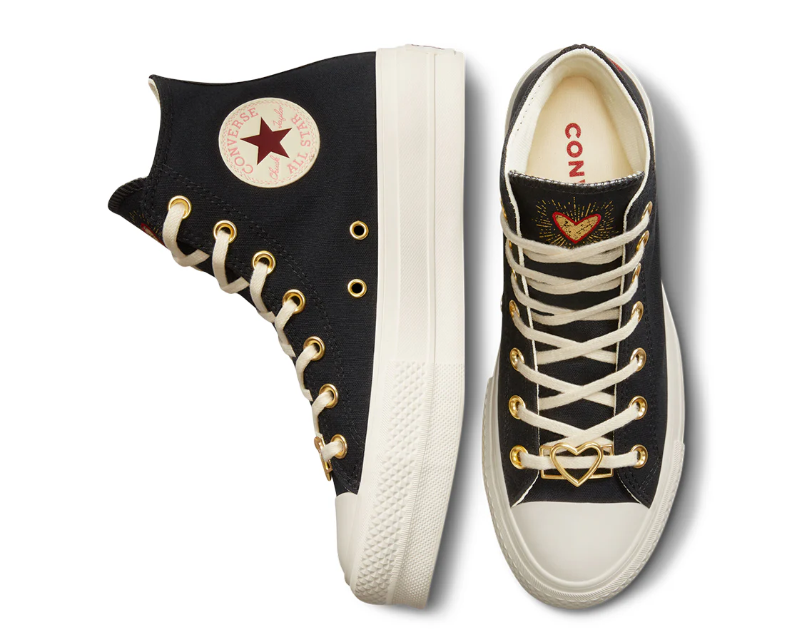 Converse Chuck Taylor All Star Lift Platform High Hearts Black - Image 5