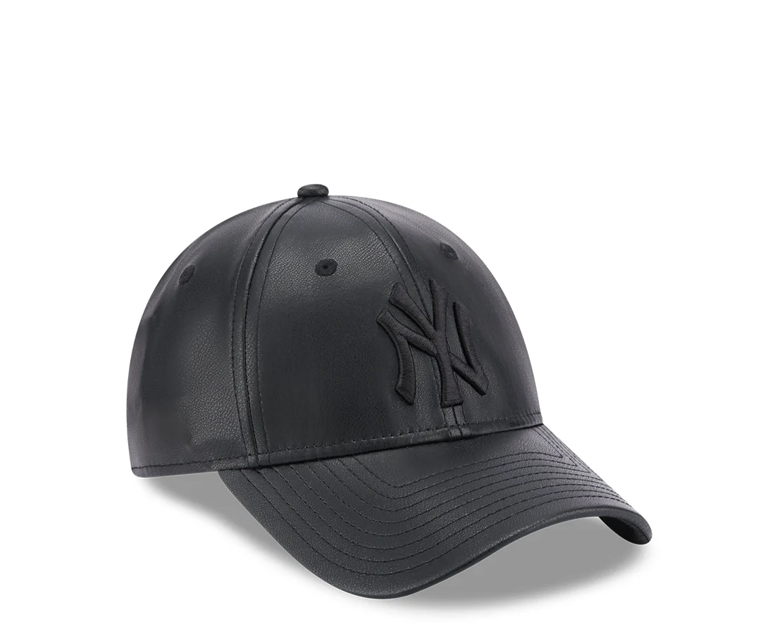 New Era NY Yankees Faux Leather Womens Black 9FORTY Adjustable